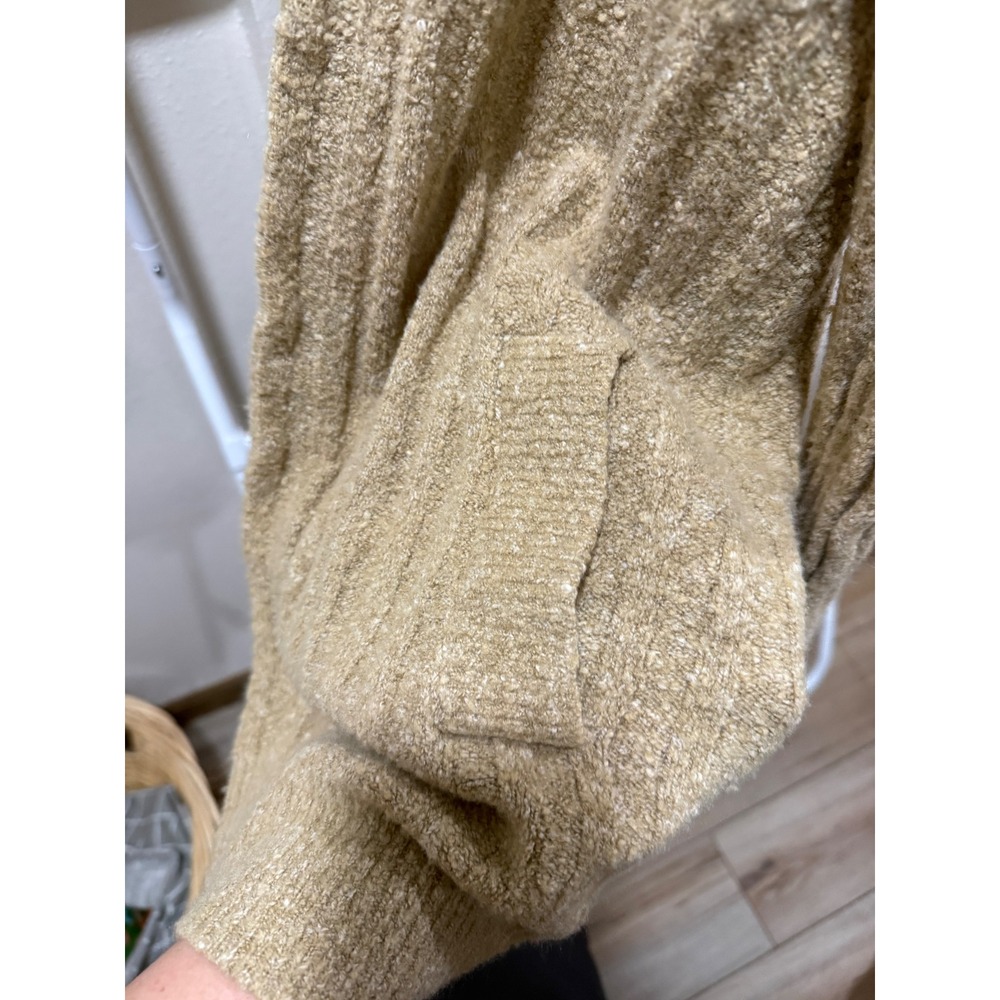 Michael Kors Womens Tan Ribbed Boucle Open Front Cardigan Sweater Size M - Picture 2 of 5